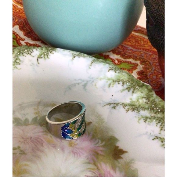 NEW Elegant Bohemian Style Silver Plated Zircon Leaf Pattern Size 7 - Picture 14 of 16